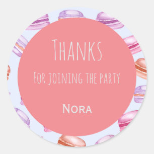 Macaroons thanks kids party favour sticker