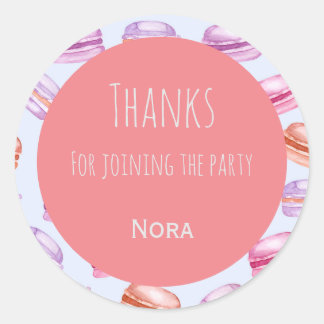 Macaroons thanks kids party favour sticker
