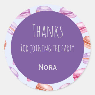 Macaroons thanks kids party favour sticker