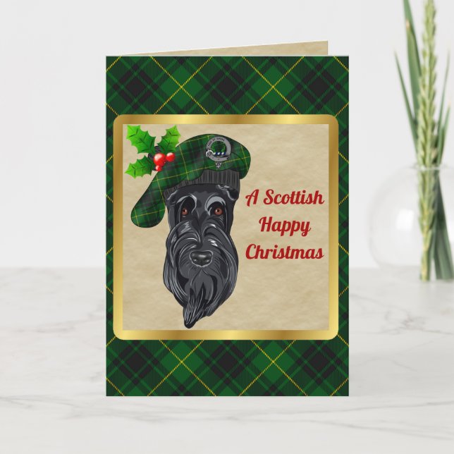 MacArthur Badge & Tartan Personalised Christmas Card (Front)