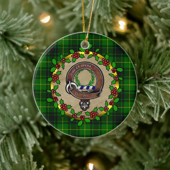 MacArthur Badge & Tartan Personalised Christmas Ceramic Tree Decoration (Tree)
