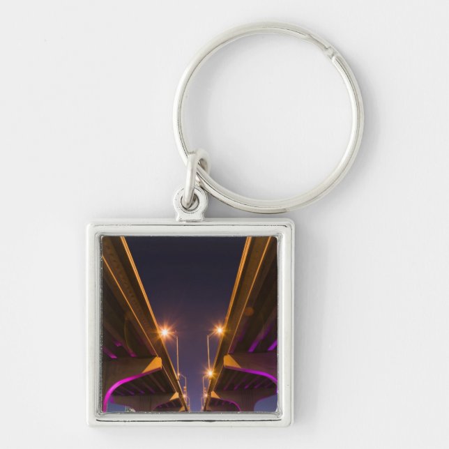 MacArthur Causeway seen from underneath at dusk Key Ring (Front)