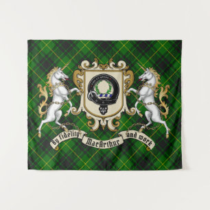 MacArthur Clan Badge & Unicorns w/Tartan Tapestry