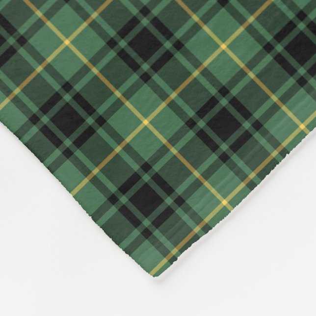 MacArthur Clan Black and Green Tartan Fleece Blanket (Corner)