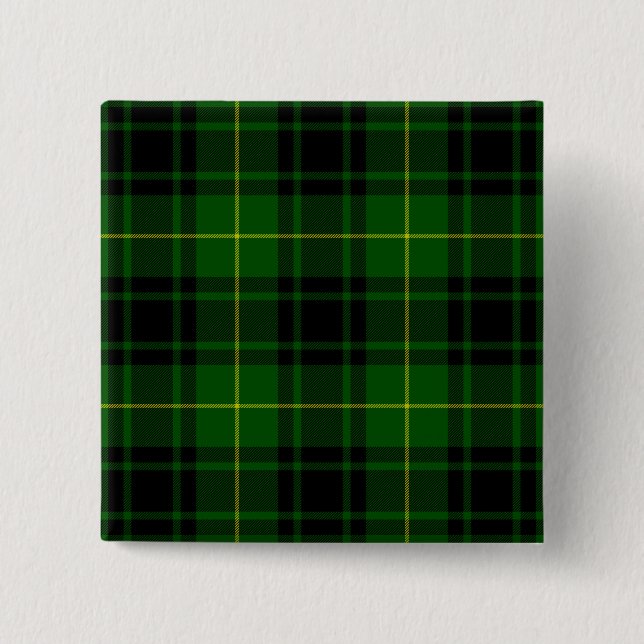 MacArthur tartan green plaid 15 Cm Square Badge (Front)
