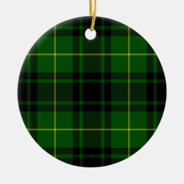 MacArthur tartan green plaid Ceramic Tree Decoration (Front)