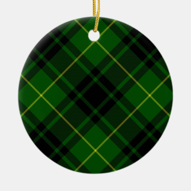 MacArthur tartan green plaid Ceramic Tree Decoration (Front)