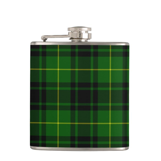 MacArthur tartan green plaid Hip Flask (Front)