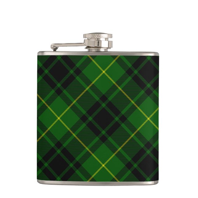 MacArthur tartan green plaid Hip Flask (Front)