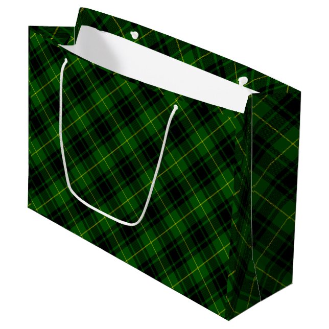 MacArthur tartan green plaid Large Gift Bag (Front Angled)
