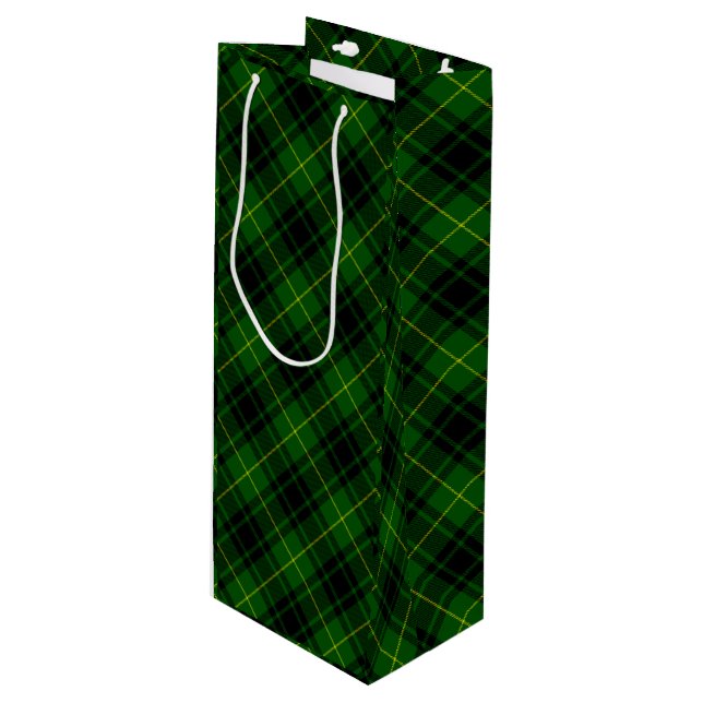 MacArthur tartan green plaid Wine Gift Bag (Front Angled)