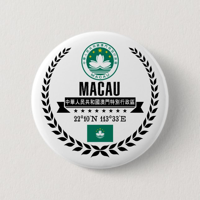 Macau 6 Cm Round Badge (Front)
