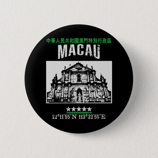 Macau 6 Cm Round Badge (Front)