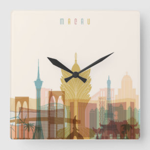 Macau, China   City Skyline Square Wall Clock