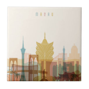 Macau, China City Skyline Tile