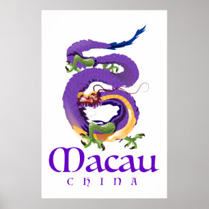 Macau China Dragon travel poster. Poster