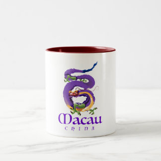 Macau China Dragon travel poster. Two-Tone Coffee Mug