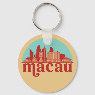 Macau China Retro City Skyline Cityscape Art Key Ring