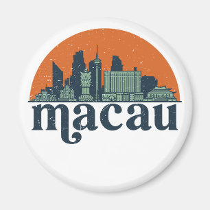 Macau China Vintage City Skyline Cityscape Art Magnet