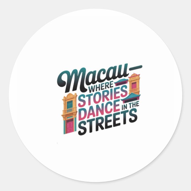 Macau  classic round sticker (Front)