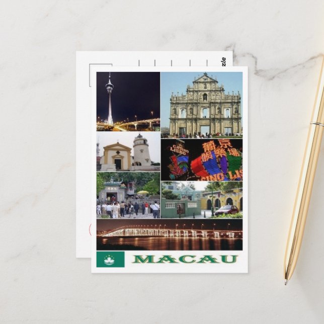 Macau - Macao - Mosaic - Postcard (Front/Back In Situ)