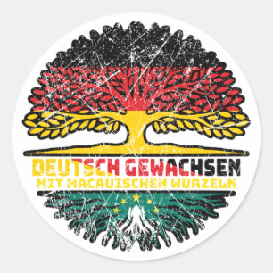Macau Macauisch Deutsch Deutschland Baum Wurzel Classic Round Sticker