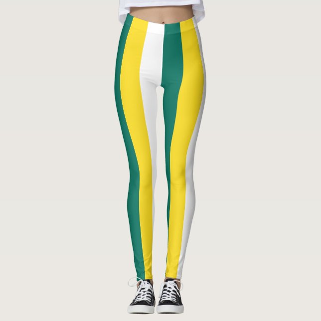 Macau National Flag Colours Vertical Striped Leggings (Front)