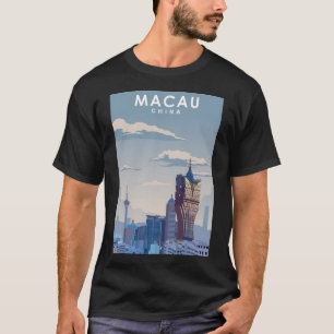 Macau Travel Poster Vintage Minimal Art Print T-Shirt
