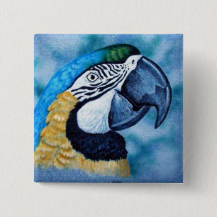Macaw 15 Cm Square Badge