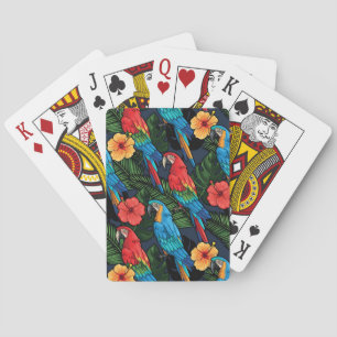 Macaw And Hibiscus Pattern Playing Cards
