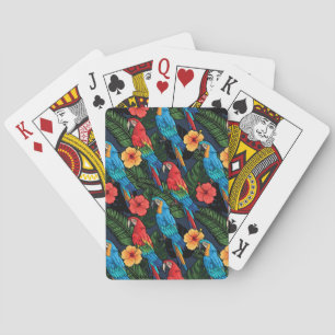 Macaw And Hibiscus Pattern Playing Cards