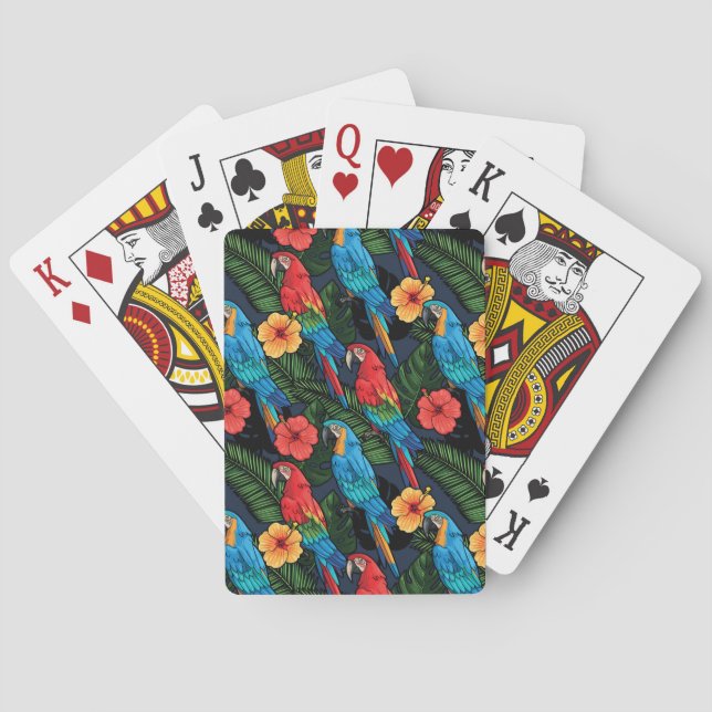 Macaw And Hibiscus Pattern Playing Cards (Back)