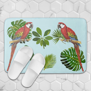Macaw And Tropical Foliage Bath Mat