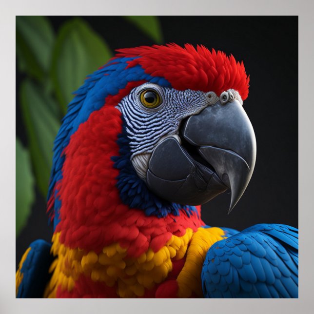 Macaw bird 3D high detail vibrant colour Poster (Front)