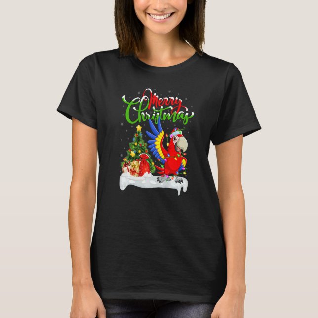 Macaw Bird  Xmas Decorations Santa Macaw Christmas T-Shirt (Front)