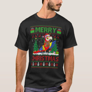 Macaw Bird   Xmas Tree Lights Ugly Santa Macaw Chr T-Shirt