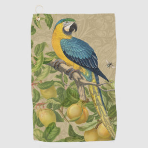 Macaw Blue Yellow Tropical Jungle Antique Golf Towel