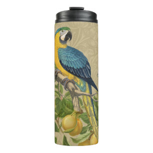 Macaw Blue Yellow Tropical Jungle Antique Thermal Tumbler