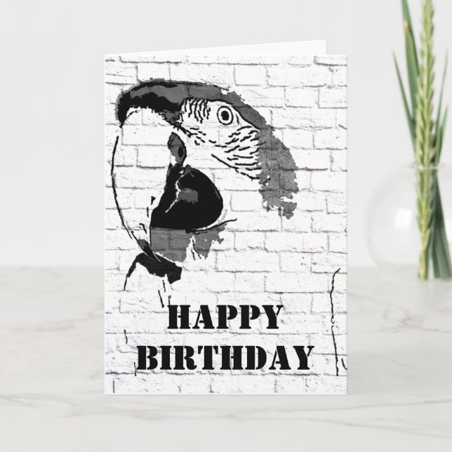 Macaw Graffiti Happy Birthday Card (Front)