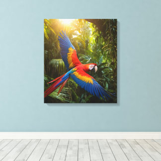 Macaw in a Rainforest Canopy Canvas Print
