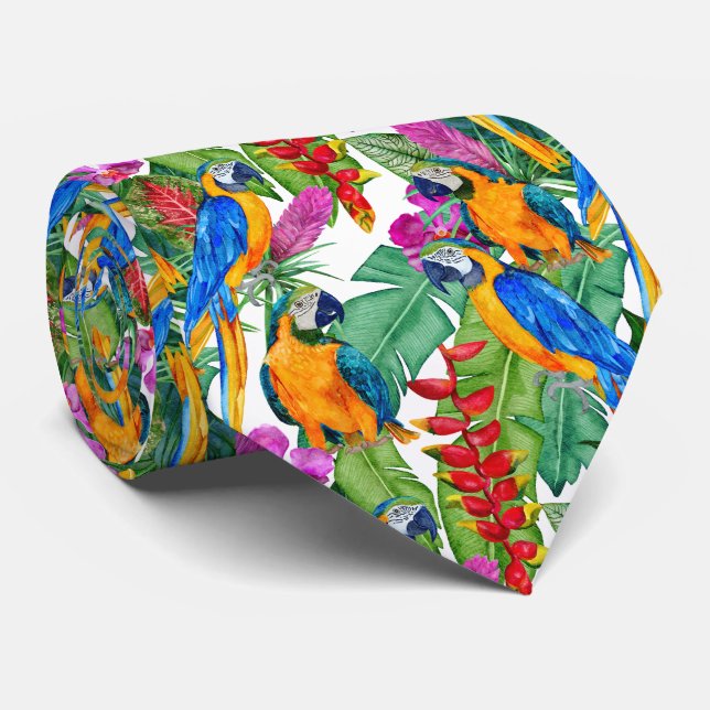 Macaw Neck White Tie (Rolled)