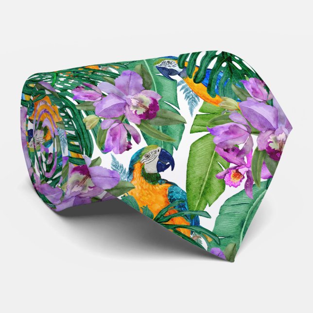 Macaw Orchid Garden Tie (Rolled)