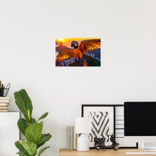 Macaw over Rio De Janeiro horizontal poster