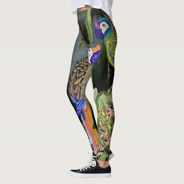 Macaw Parrot Bird Flower  All Over Print Leggings (Left)