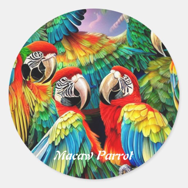 Macaw Parrot Classic Round Sticker (Front)