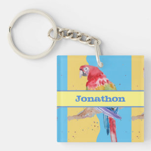 Macaw Parrot Colourful Boys Childs Birthday Blue Key Ring