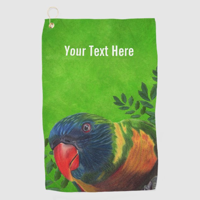 Macaw Parrot Colourful Feathers Plants Green Golf Towel (Front)