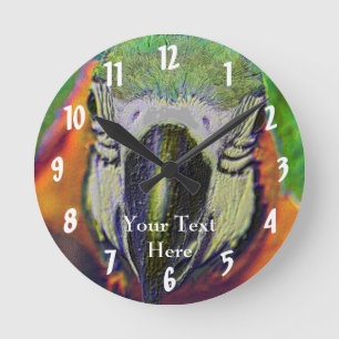 Macaw Parrot Face Animal Art Round Clock