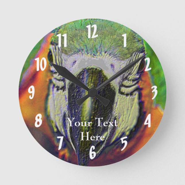 Macaw Parrot Face Animal Art Round Clock (Front)