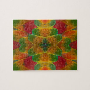 Macaw parrot feather kaleidoscope jigsaw puzzle